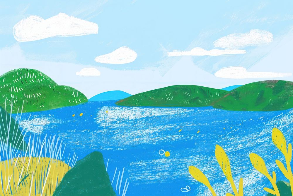 Lake outdoors painting scenery.
