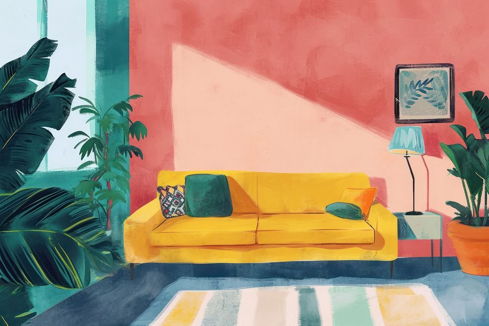 Cute living room illustration architecture Premium Photo Illustration