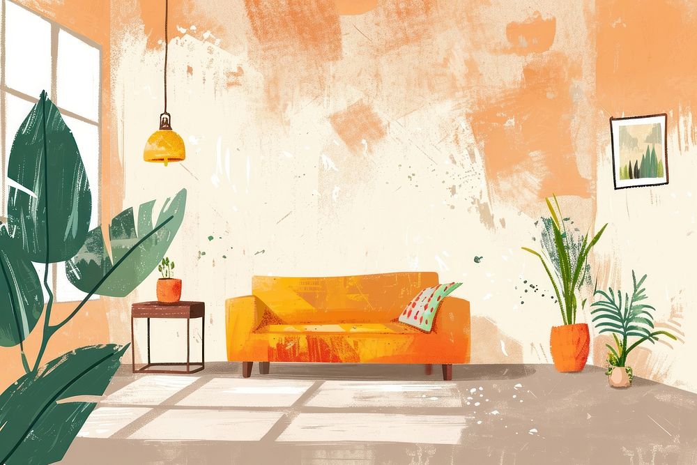 Cute living room illustration architecture Free Photo Illustration