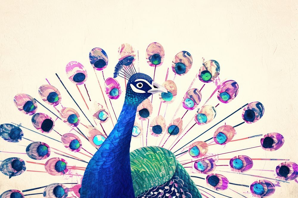 Cute peacock illustration animal bird art.