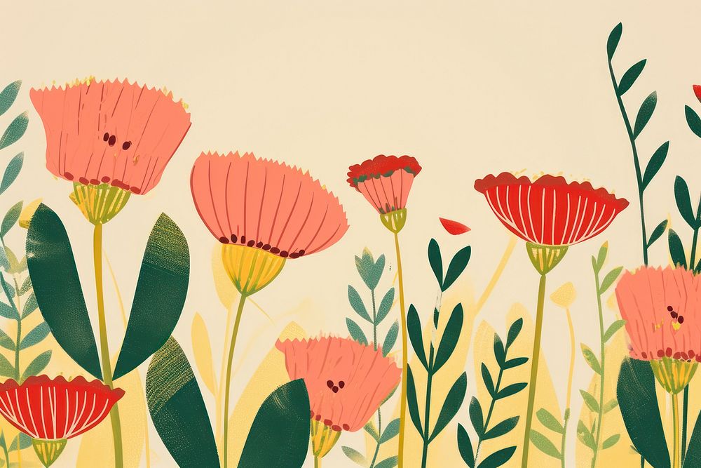 Red flowers illustration illustrated graphics painting.