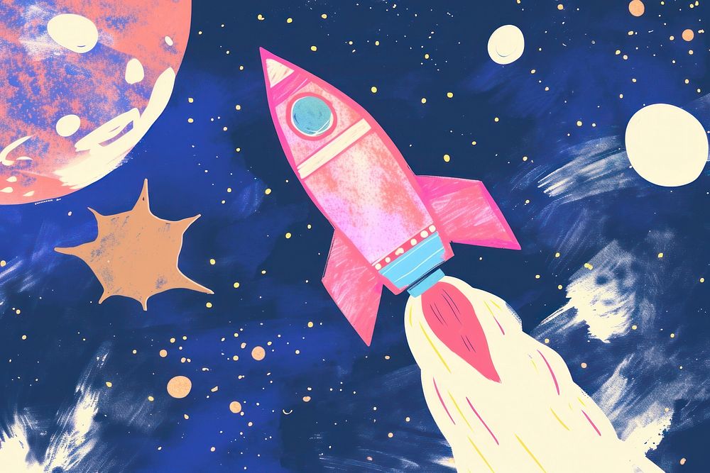 Cute rocket in the space illustration astronomy outdoors universe.