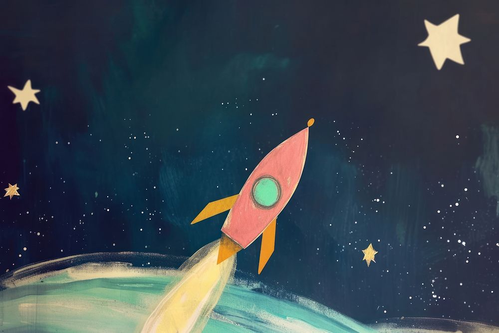 Cute rocket in the space illustration outdoors animal shark.