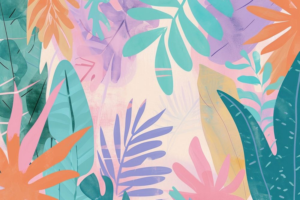 Cute tropical illustration vegetation graphics painting.