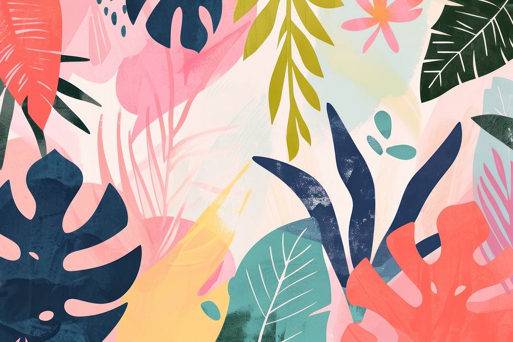 Cute tropical illustration graphics painting pattern.