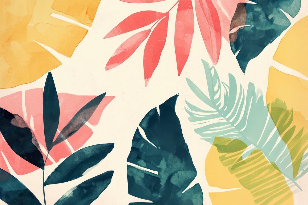 Cute tropical leaf illustration graphics painting pattern.