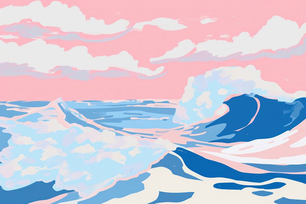 Cute wave illustration outdoors painting nature.