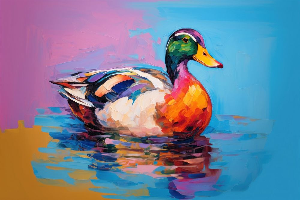  Duck painting animal bird. 