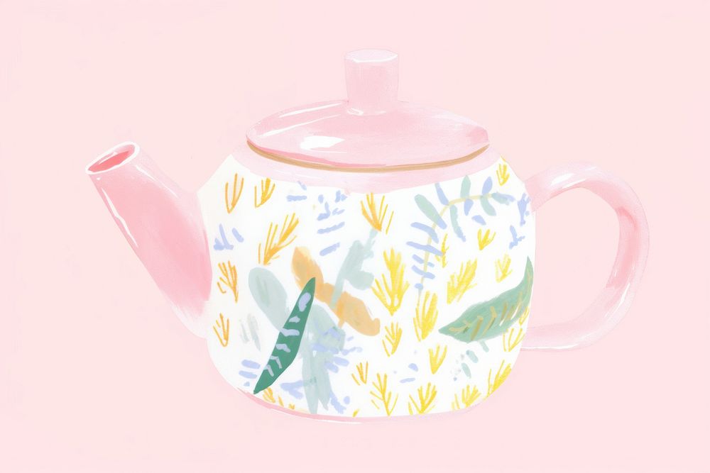 Teapot drawing art tableware. AI generated Image by rawpixel.