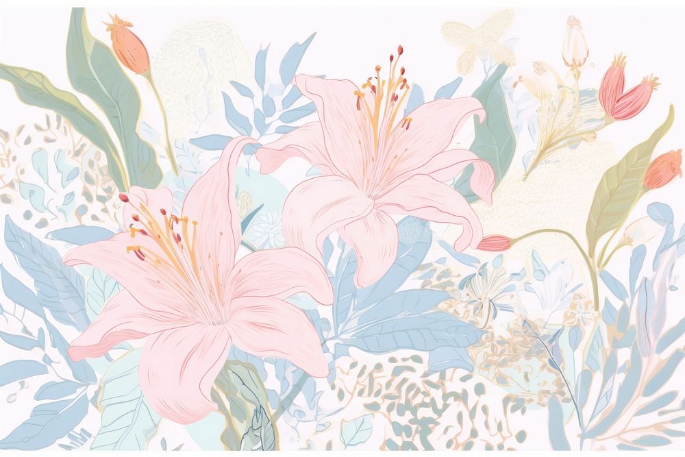 One lily art backgrounds painting. AI generated Image by rawpixel.