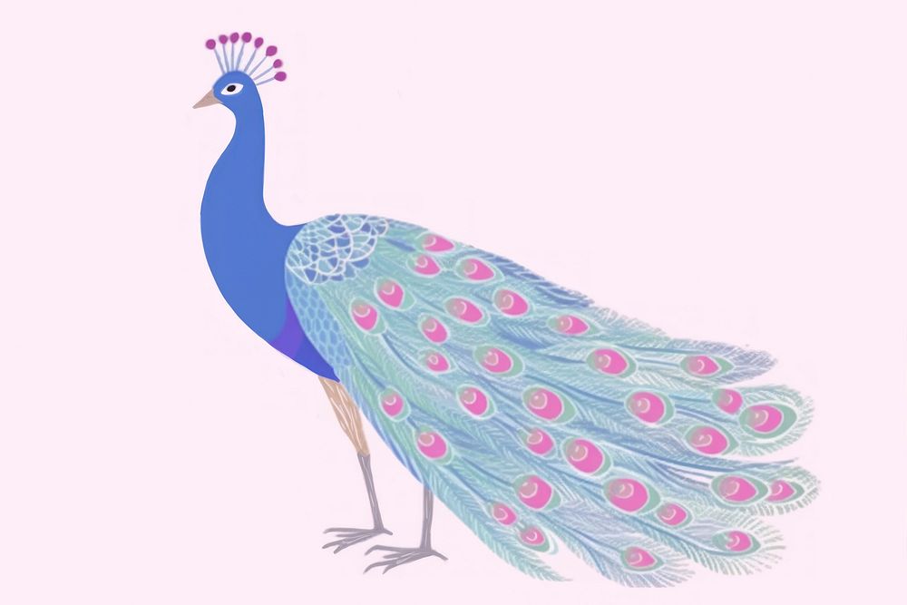 Peacock art pattern drawing. AI generated Image by rawpixel.