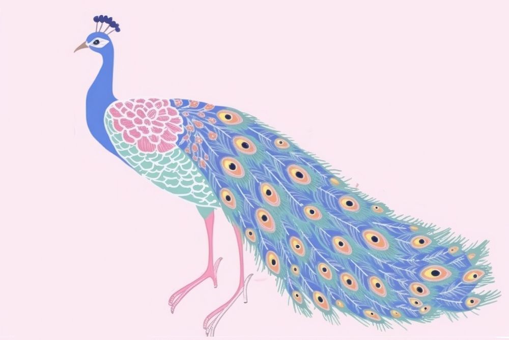 Peacock art drawing animal. AI generated Image by rawpixel.