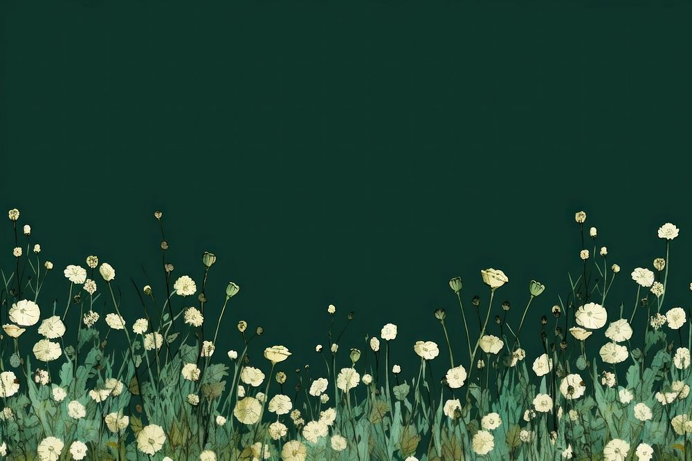  Green flower field border green backgrounds outdoors. AI generated Image by rawpixel.