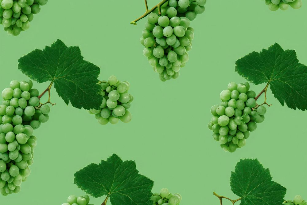  Green grapes pattern backgrounds fruit plant. AI generated Image by rawpixel.