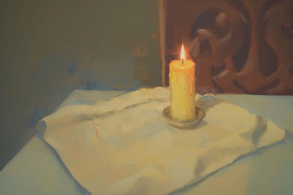  Candle painting candlestick darkness. AI generated Image by rawpixel.