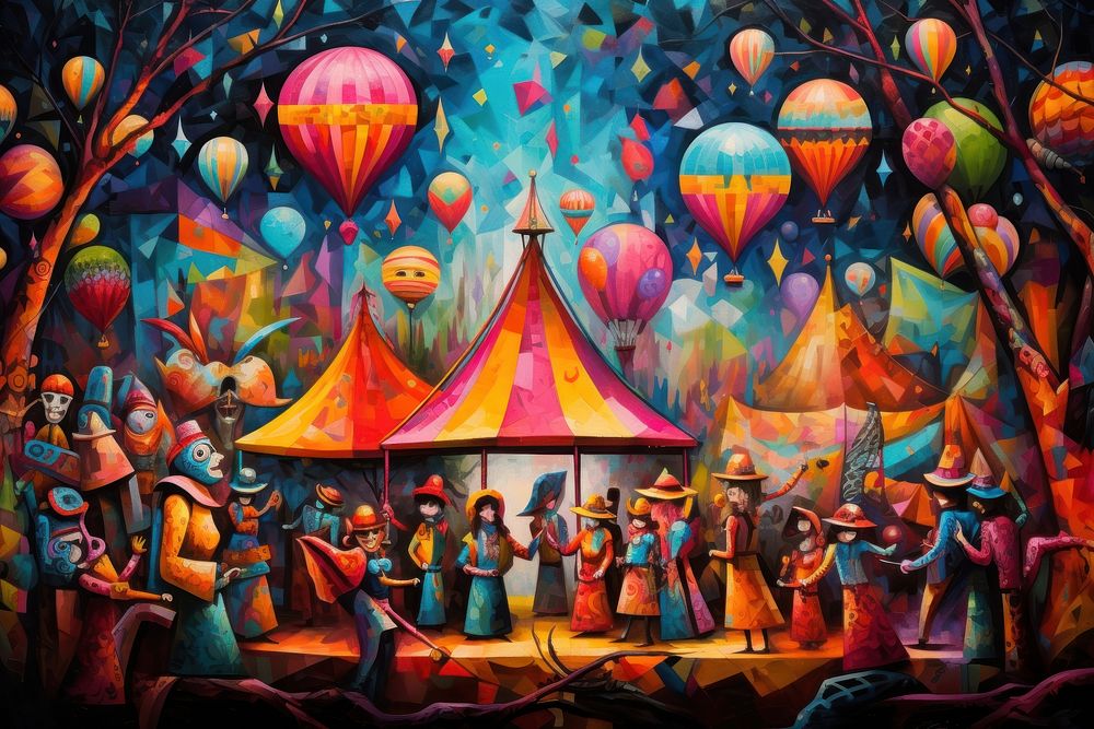  Carnival festival painting circus art. AI generated Image by rawpixel.