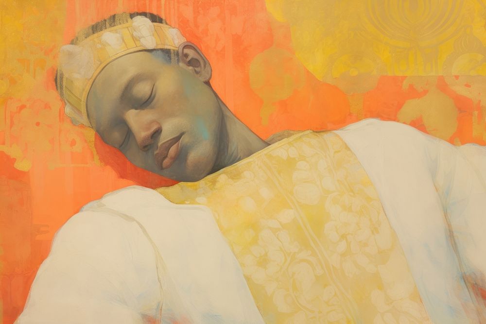  Dream painting sleeping portrait. AI generated Image by rawpixel.