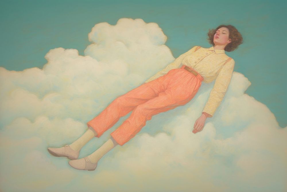  Human full body dream painting cloud sky. AI generated Image by rawpixel.