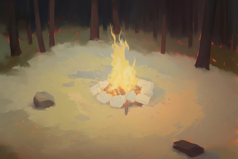  Flame fire campfire fireplace. AI generated Image by rawpixel.