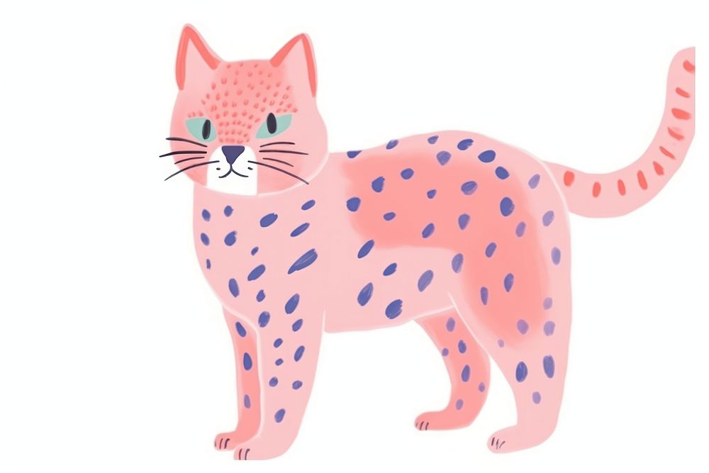 Cat cheetah drawing animal. AI generated Image by rawpixel.
