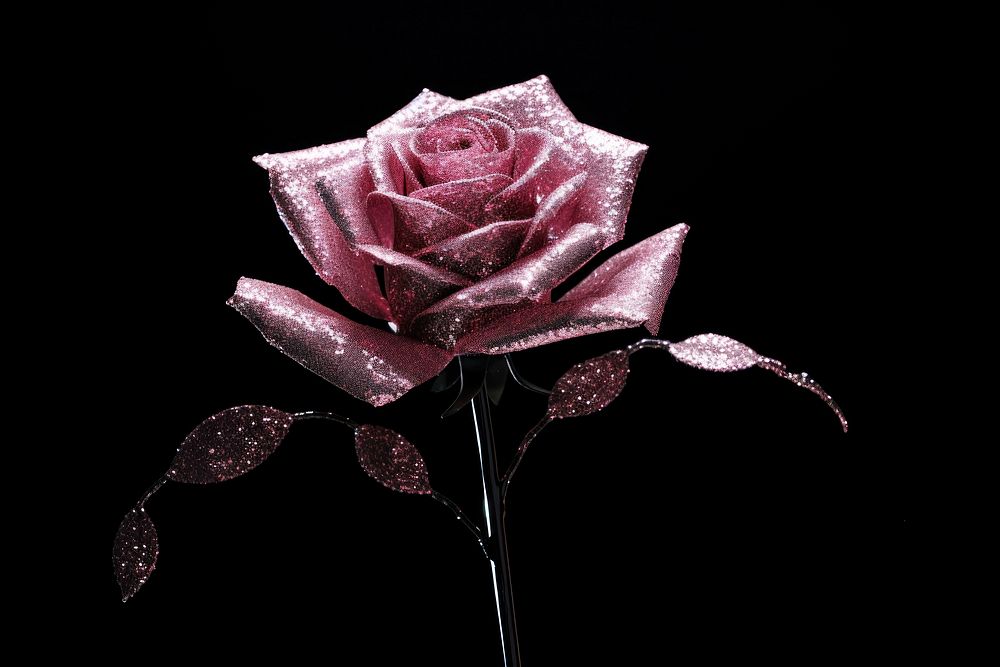 Glitter silhouette rose flower petal plant inflorescence. AI generated Image by rawpixel.