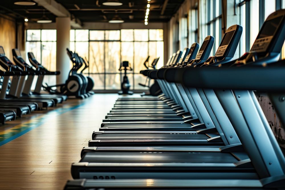  Treadmills in the gym sports architecture exercising. AI generated Image by rawpixel.