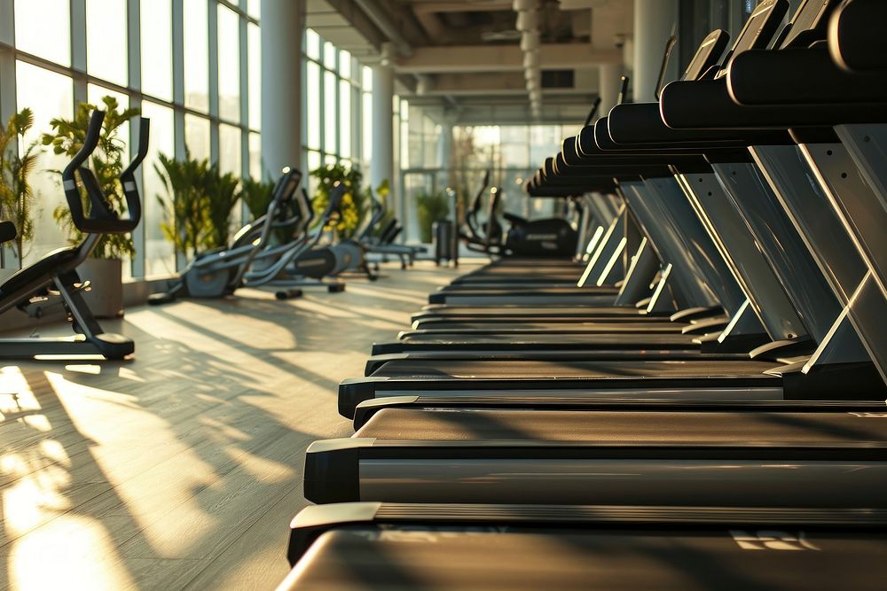  Treadmills in the gym sports architecture exercising. AI generated Image by rawpixel.