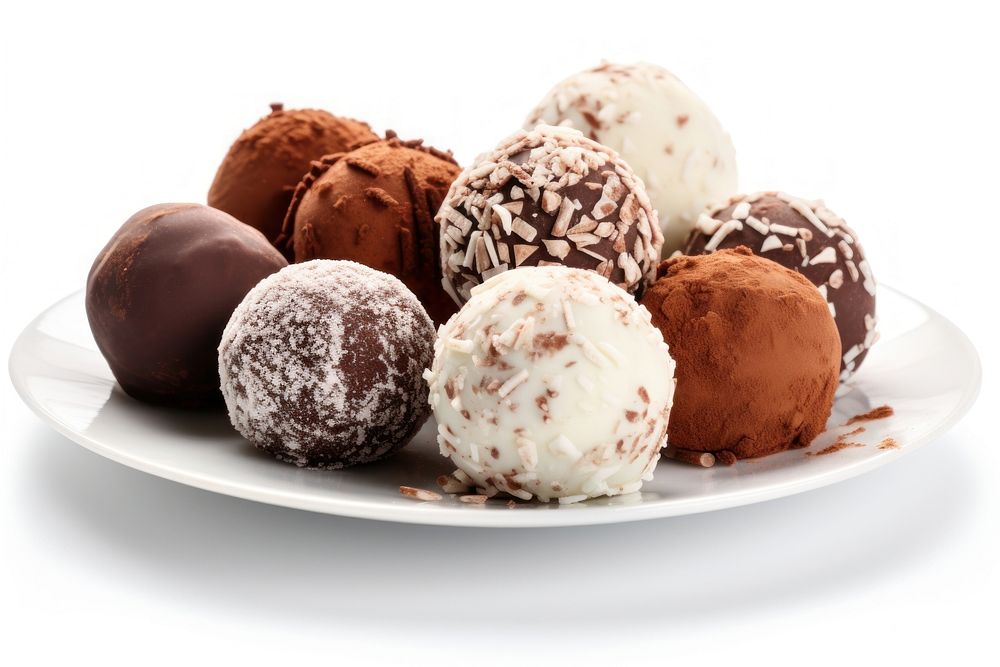 Chocolate truffles dessert plate food. AI generated Image by rawpixel.