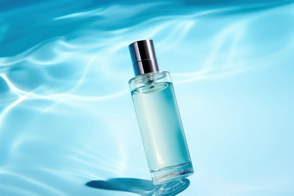Serum bottle on a bright background cosmetics perfume container. AI generated Image by rawpixel.