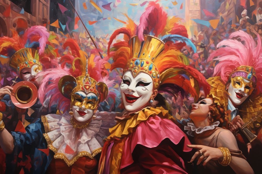  Carnival festival painting adult representation. AI generated Image by rawpixel.