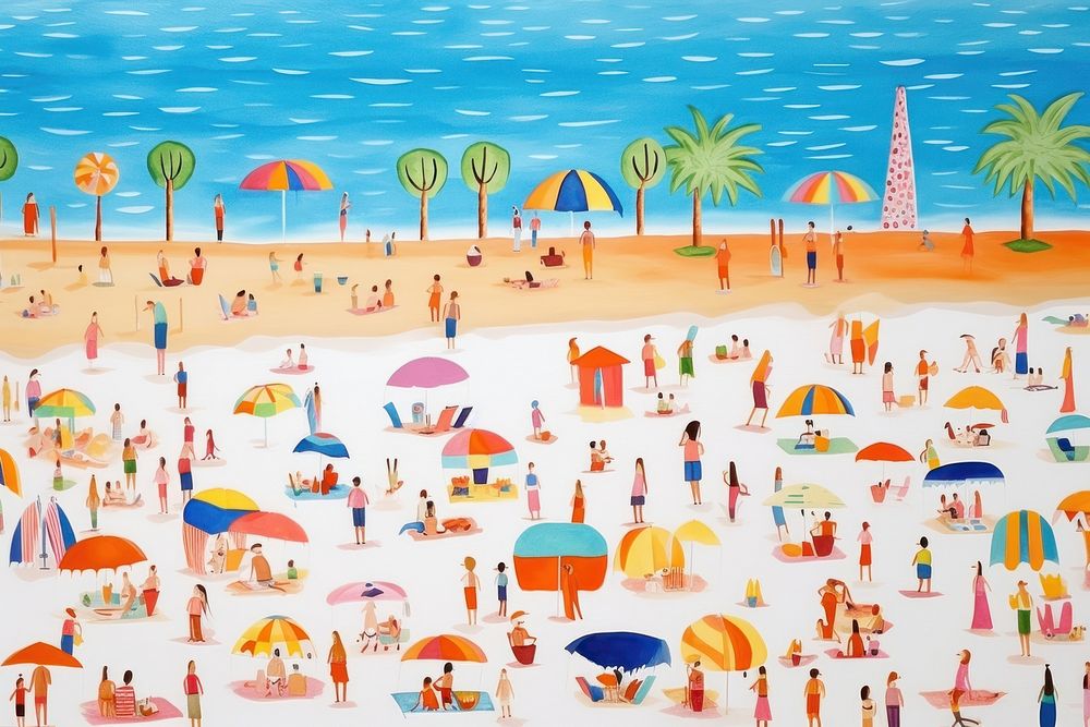 Summer beach painting outdoors pattern. AI generated Image by rawpixel.