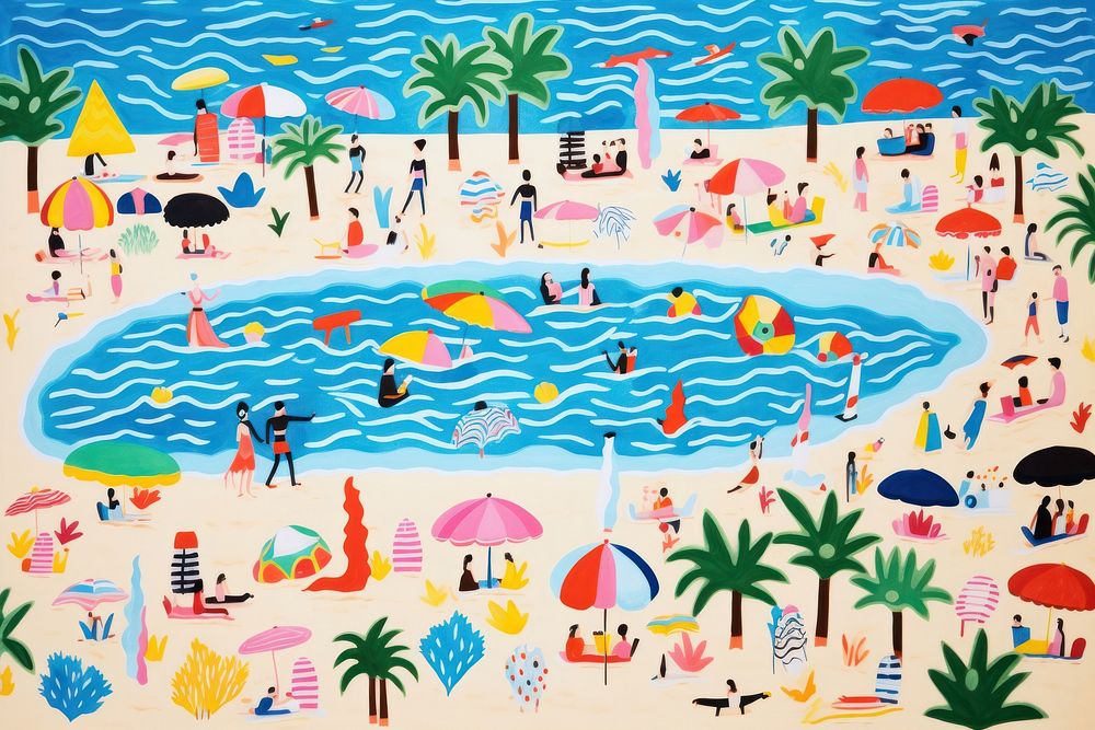 Summer beach painting art outdoors. AI generated Image by rawpixel.