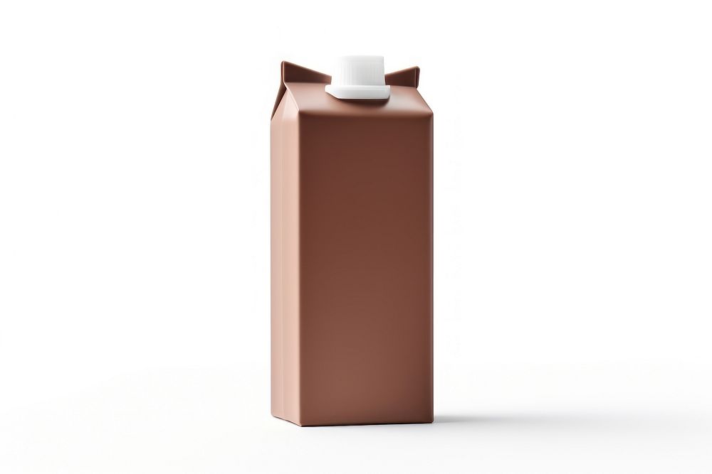 Chocolate milk box bottle white background simplicity.