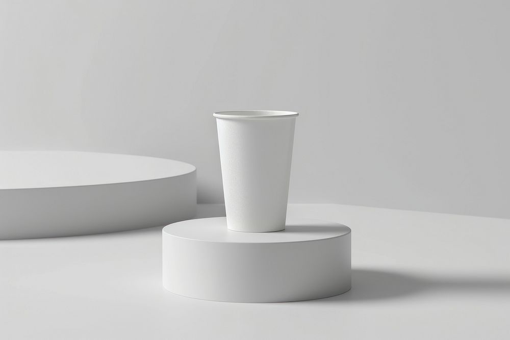 Paper cup  porcelain white vase.