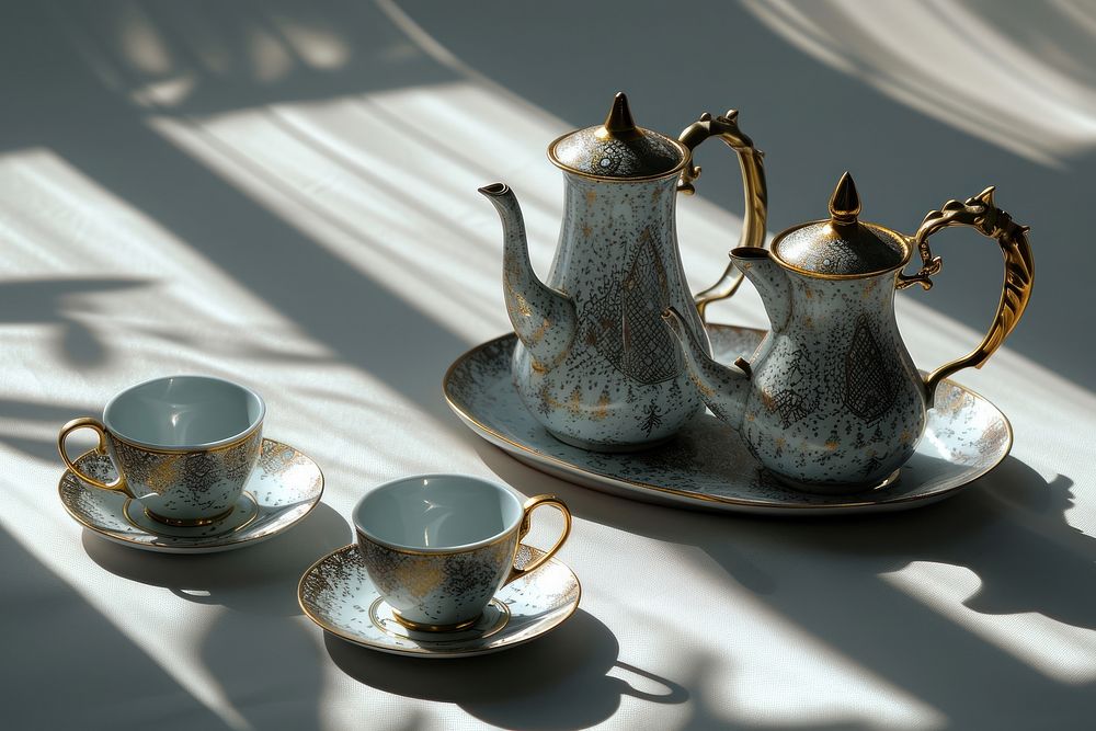 Arabic coffee pot set porcelain teapot saucer.