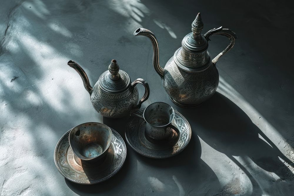 Arabic coffee pot set teapot cup mug.
