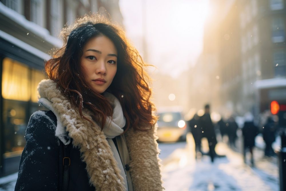 Japanese woman snow portrait outdoors. | Free Photo - rawpixel