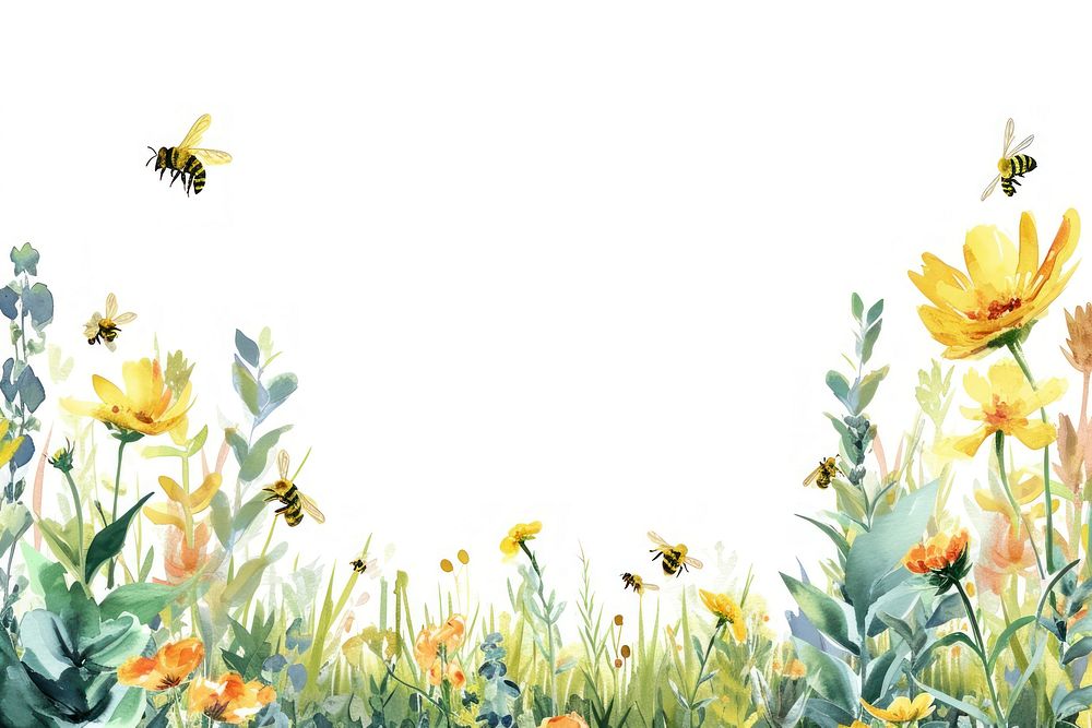 Bees border nature outdoors painting.