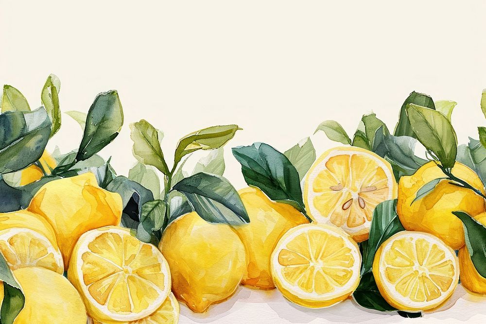 Lemons border fruit plant food.