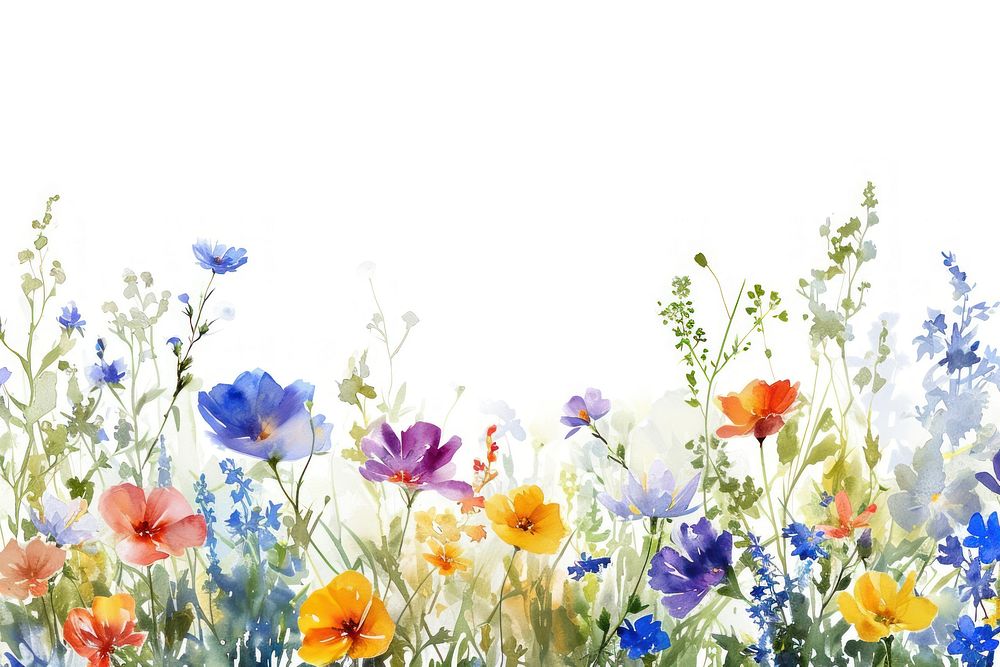 Summer flowers border nature outdoors painting.