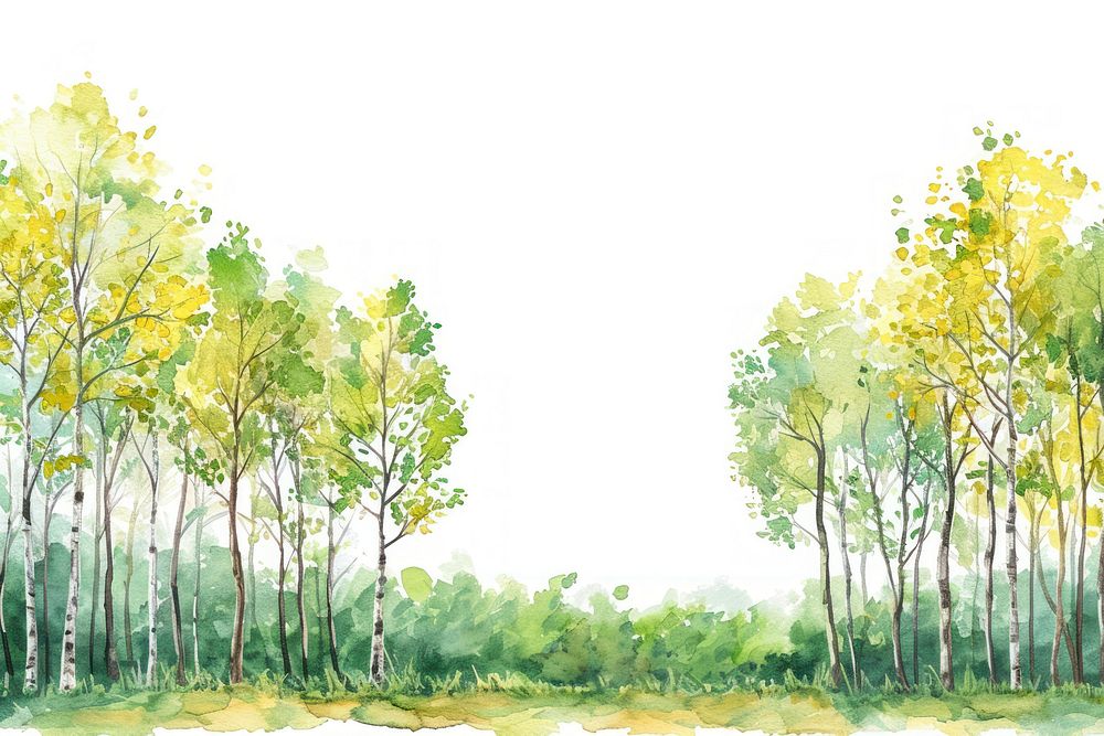 Spring forest border landscape painting nature.