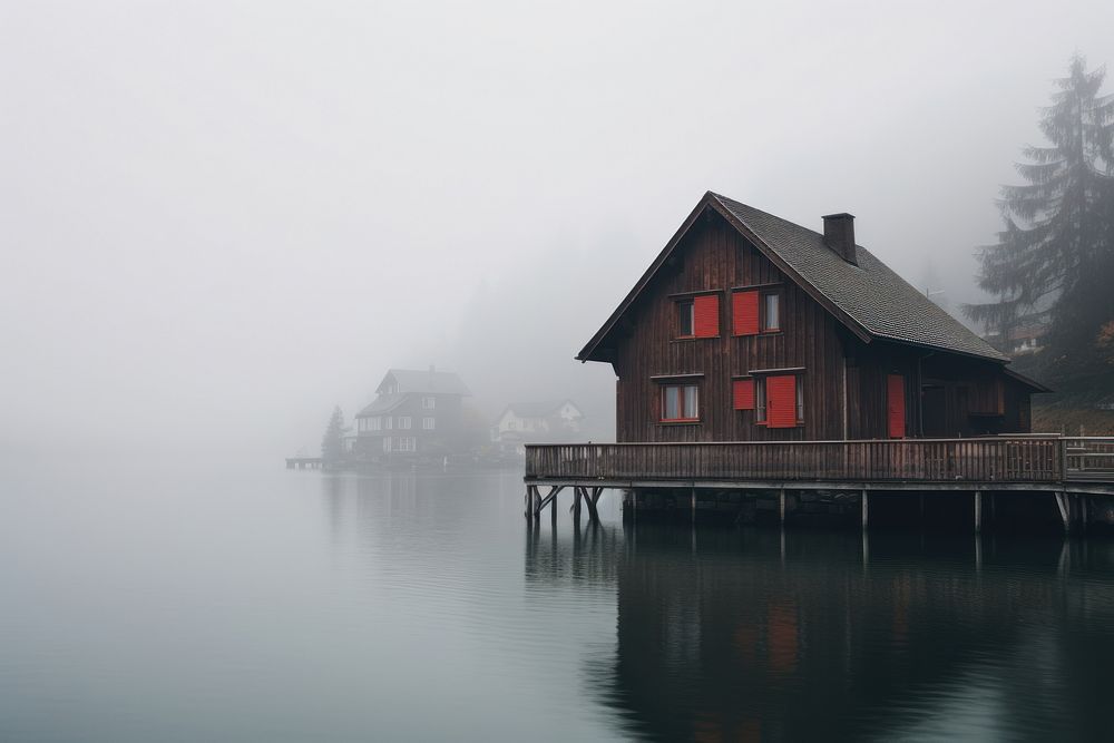 A foggy day architecture building outdoors.