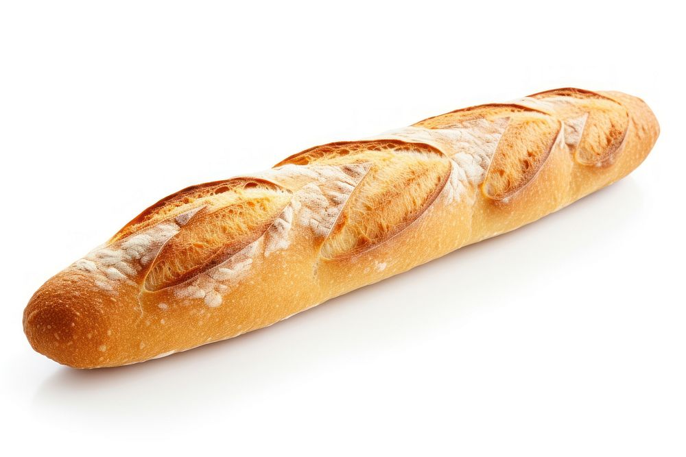 French baguette bread food white background.