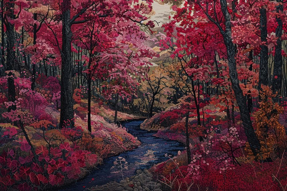 Forest landscape outdoors painting.