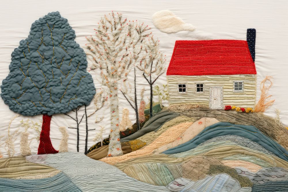 House embroidery landscape pattern.