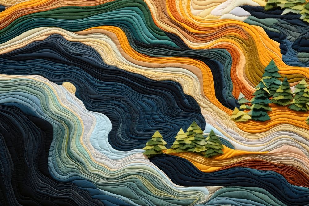 Oasis pattern textile quilt.