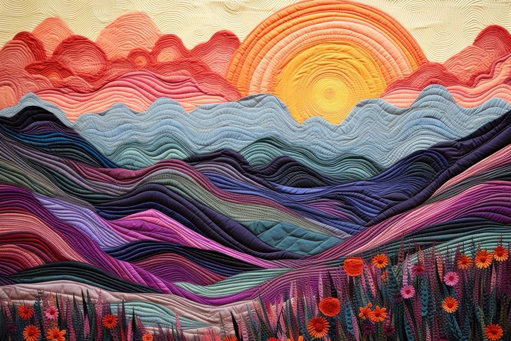 Sunrise landscape painting pattern.