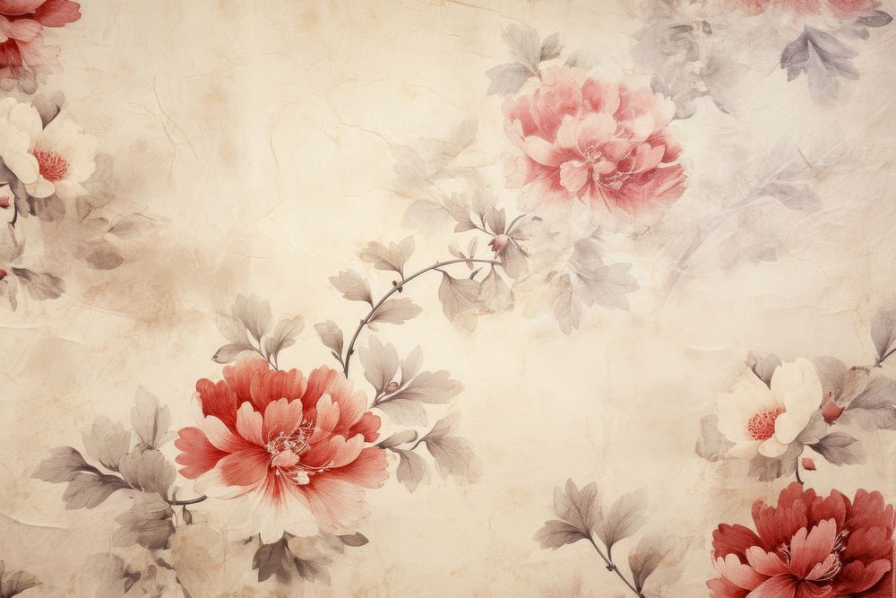 Vintage peony flower paper backgrounds pattern petal.