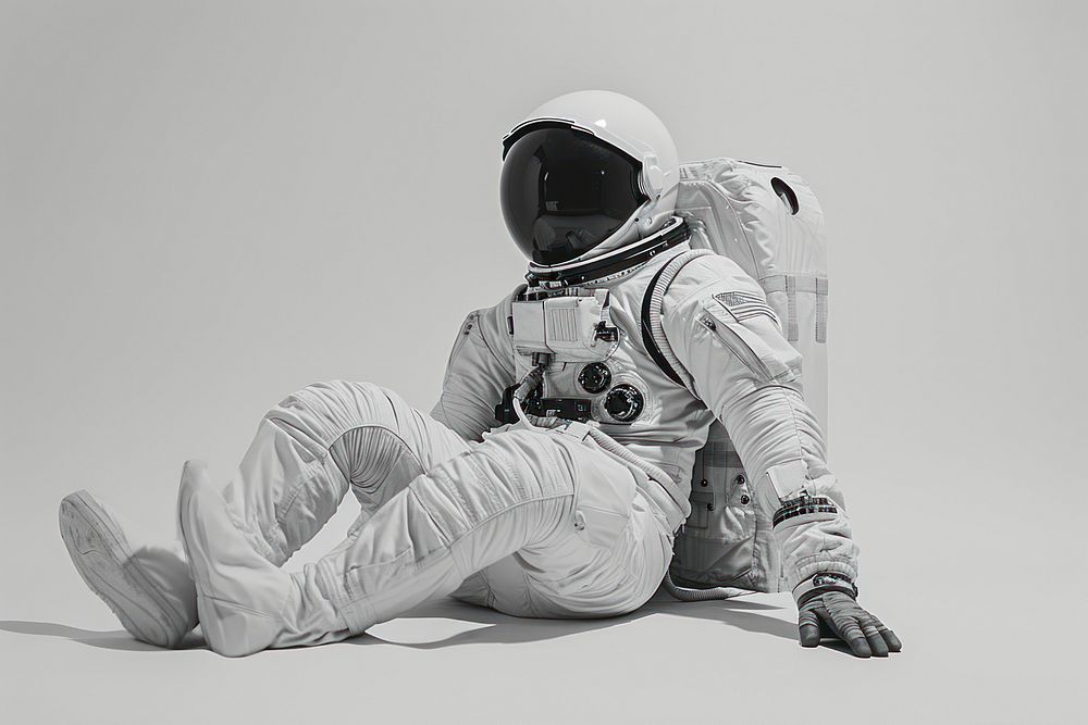 Astronaut full body astronaut white monochrome.