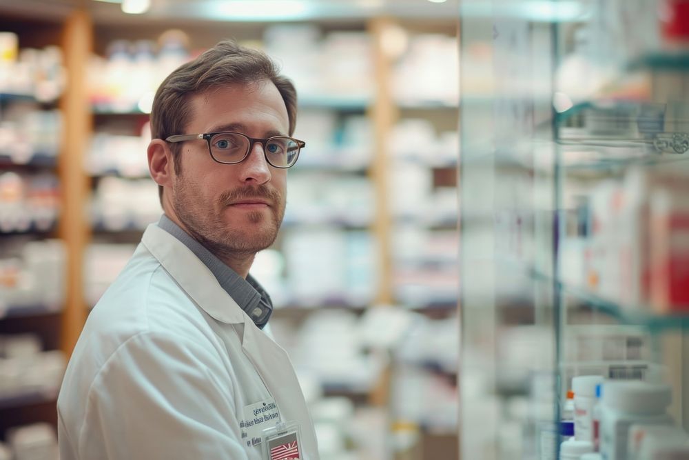 Pharmacist scientist pharmacy glasses.